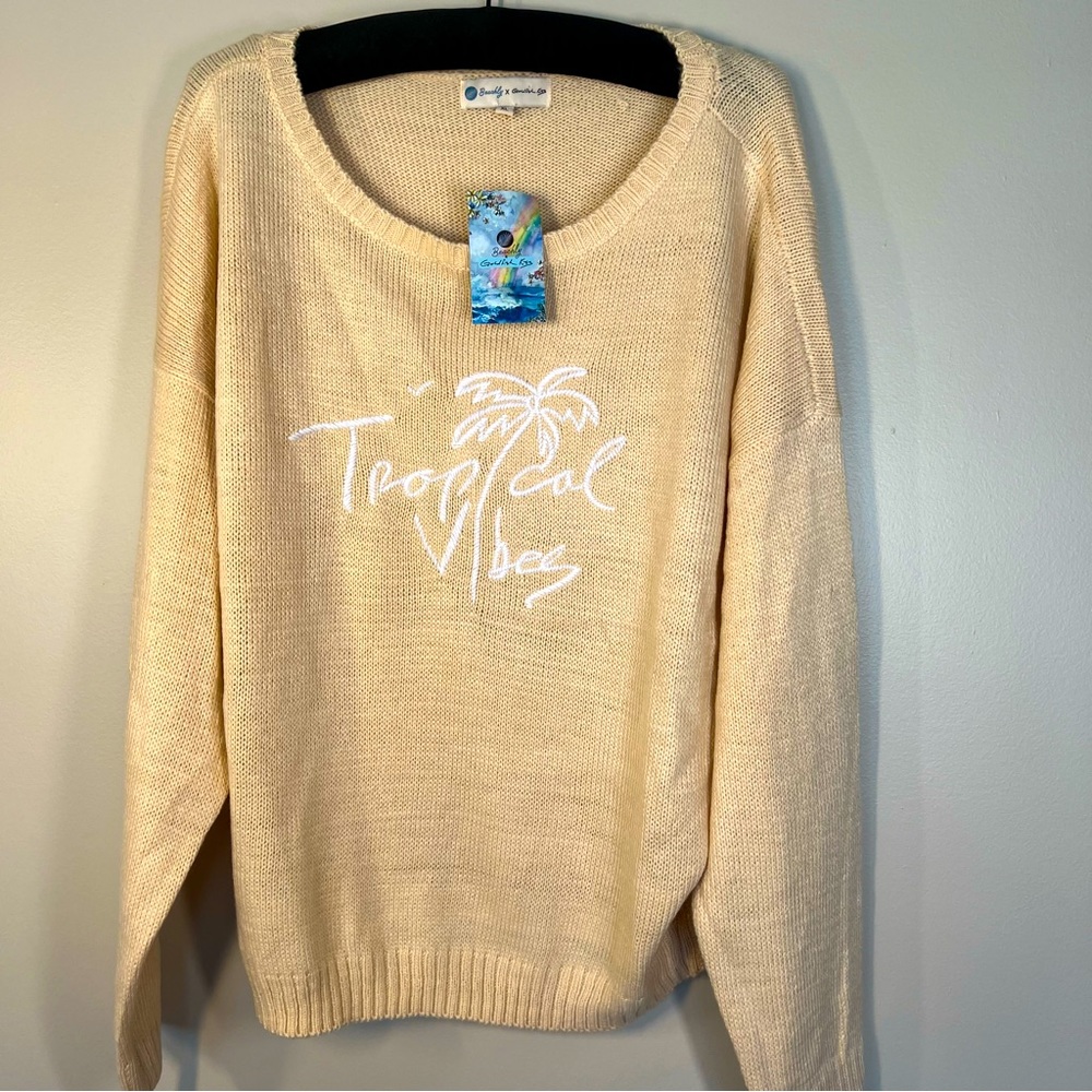 Beachly x Goldfish Kiss Beach Vibes Cream Sweater Size M